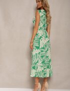 h&s Rochie Cloș Verde din Viscoză cu elastic în Talie și Decolteu Triunghiular Ilnesta