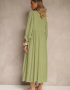 h&s Rochie de Vâscoză Verde cu croială evazată legată la decolteu Tilvessa