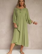 h&s Rochie de Vâscoză Verde cu croială evazată legată la decolteu Tilvessa