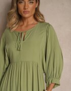h&s Rochie de Vâscoză Verde cu croială evazată legată la decolteu Tilvessa