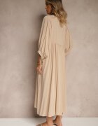 h&s Rochie din vâscoză bej cu croială evazată legată la decolteu Tilvessa