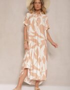 h&s Rochie Evazată Maro cu Model Abstract din Bumbac Telianiela
