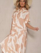 h&s Rochie Evazată Maro cu Model Abstract din Bumbac Telianiela