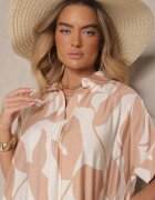 h&s Rochie Evazată Maro cu Model Abstract din Bumbac Telianiela