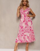 h&s Rochie Fucsia Cloche din Viscoză cu Elastic în Talie și Decolteu Triunghiular Ilnesta