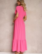h&s Rochie fucsia cloș cu elastice în talie cu nasturi și șliț Gafia