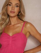 h&s Rochie Fucsia cu adaos de bumbac cu bretele reglabile și elastic la spate Tinanoras