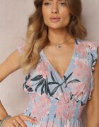 h&s Rochie Maxi Albastră cu volane și benzi elastice subțiri în talie Bexla