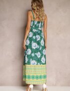 h&s Rochie Maxi Verde închis cu Bretele Subțiri și cu Fustă Cloș cu Volănaș Charlei