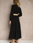 h&s Rochie neagră de vâscoză cu croială tip cămașă cu curea cu cataramă Feluriela
