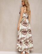 h&s Rochie petrecută cloș verde deschis cu imprimeu floral și bretele subțiri Jasara