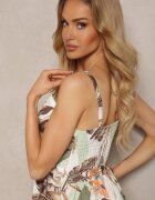 h&s Rochie petrecută cloș verde deschis cu imprimeu floral și bretele subțiri Jasara