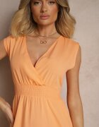 h&s Rochie Portocalie Petrecută din Viscoză Decorată cu Volănaș Ularisela