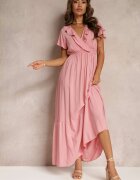 h&s Rochie Roz Maxi cu Decolteu petrecut și Elastic în talie Broka