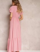 h&s Rochie Roz Maxi cu Decolteu petrecut și Elastic în talie Broka