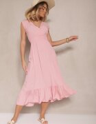 h&s Rochie Roz Tip plic din Viscoză Decorată cu Volănaș Ularisela