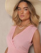 h&s Rochie Roz Tip plic din Viscoză Decorată cu Volănaș Ularisela