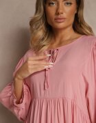 h&s Rochie Roz Vâscoză cu croială cloș legată la decolteu Tilvessa