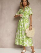 h&s Rochie tip cămașă Verde din viscoză cu cordon de legat Ullosaria