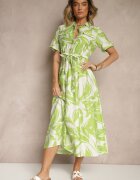 h&s Rochie tip cămașă Verde din viscoză cu cordon de legat Ullosaria