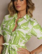 h&s Rochie tip cămașă Verde din viscoză cu cordon de legat Ullosaria