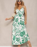 h&s Rochie Verde-Albă cu elastic la spate Strânsă în talie cu bretele reglabile Falora