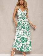 h&s Rochie Verde-Albă cu elastic la spate Strânsă în talie cu bretele reglabile Falora