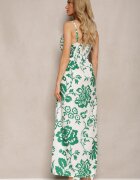 h&s Rochie Verde-Albă cu elastic la spate Strânsă în talie cu bretele reglabile Falora