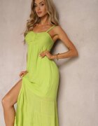 h&s Rochie Verde deschis cu Adaos de bumbac pe Bretele cu Reglare și Elastic la spate Tinanoras