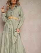 h&s Rochie Verde din Viscoză cu Croi tip Cămașă cu Curea cu Cataramă Feluriela