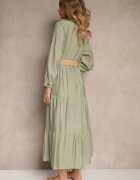 h&s Rochie Verde din Viscoză cu Croi tip Cămașă cu Curea cu Cataramă Feluriela