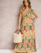 h&s Rochie Verde Maxi cu volane și elastice subțiri în talie Bexla