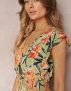h&s Rochie Verde Maxi cu volane și elastice subțiri în talie Bexla