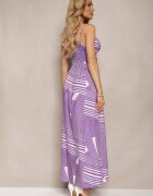 h&s Rochie Violet cu bretele reglabile cu elastic la spate și șlițuri Fatoria
