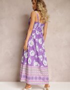h&s Rochie Violet Maxi cu bretele subțiri și tiv evazat cu volan Charlei