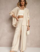 h&s Set Bej Oversize cu Cămașă și Pantaloni Ulonelia