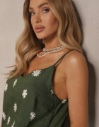 h&s Set Floral Verde închis din Vâscoză Pantaloni și Bluză cu bretele Beldisa