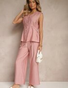 h&s Set roz închis Pantaloni și Bluză cu talie reglabilă Închisă cu nasturi Dovanelle