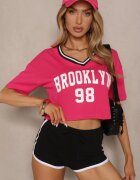h&s T-shirt Fucsia din Bumbac Ornat cu Inscripție Lireline