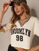 h&s Tricou Bej deschis din bumbac Decorat cu inscripție Lireline