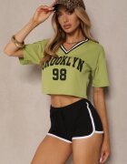 h&s Tricou Verde din Bumbac Decorat cu Inscripție Lireline