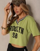 h&s Tricou Verde din Bumbac Decorat cu Inscripție Lireline