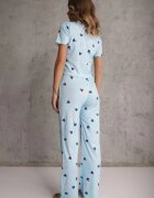 han Set de pijamale Albastru Elastic cu Inimioare Pantaloni și Top Isle