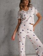 han Set de pijamale elastic alb cu inimioare Pantaloni și Top Isle