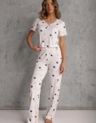 han Set de pijamale elastic alb cu inimioare Pantaloni și Top Isle