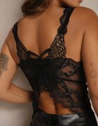 han Top Negru Dantelat cu Fluture pe Spate Tylena