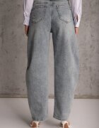 hello miss Blugi Albaștri deschis din Bumbac Barrel Leg High Waist Vezorea