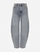 hello miss Blugi Albaștri deschis din Bumbac Barrel Leg High Waist Vezorea