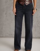 hello miss Blugi Albastri din bumbac cu croială High Waist Straight Leg Rhaenithe