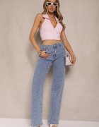 hello miss Blugi Albastri din Bumbac Talie înaltă cu croială largă în romburi Tuvielle